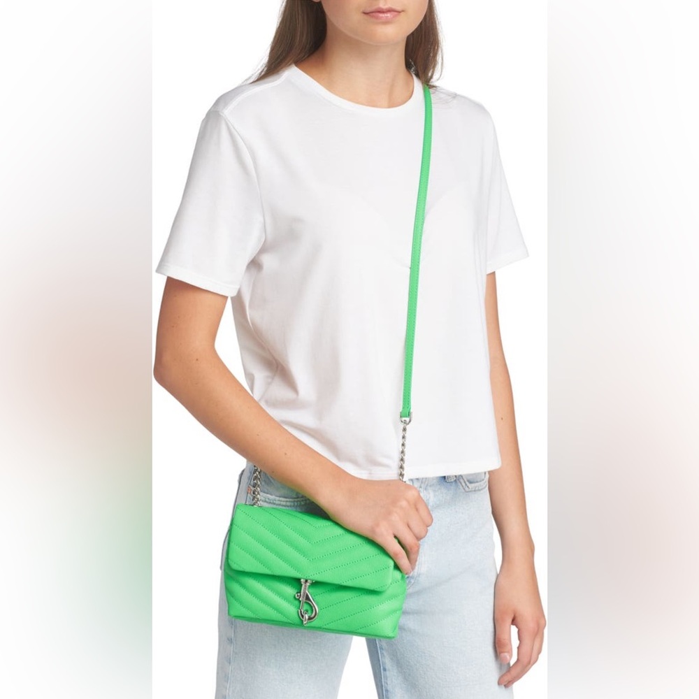 🔥🔥🔥NEW Rebecca Minkoff Edie Date Night Green Leather Crossbody Bag